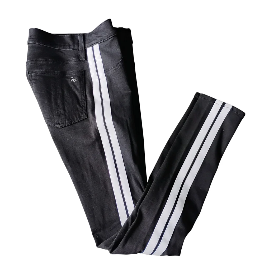 Rag & Bone Mito Tuxedo Skinny Jeans With White Vinyl Strips Sz 25